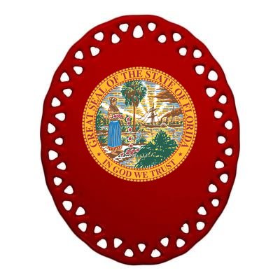 Florida State Seal Ceramic Oval Ornament