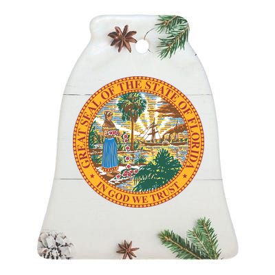 Florida State Seal Ceramic Bell Ornament