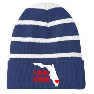 Florida Strong Hurricane Irma Support Striped Beanie with Solid Band