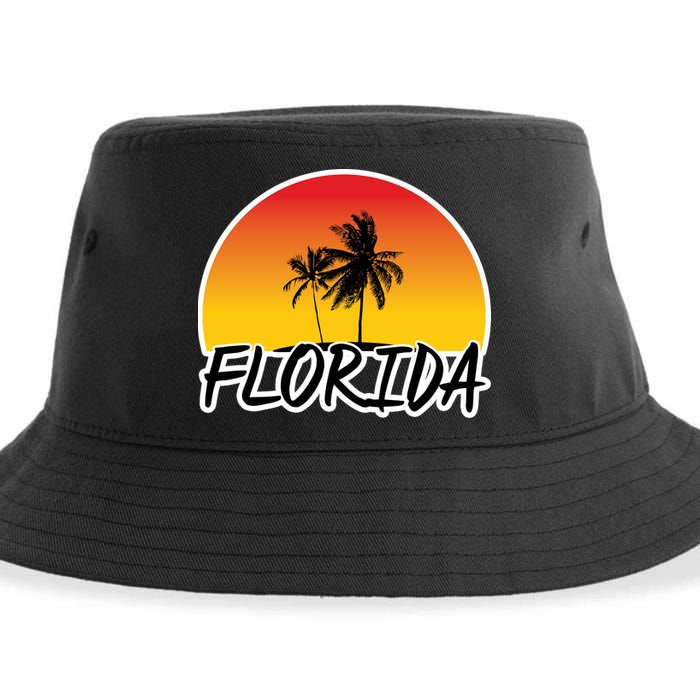 Florida Sunset Palm trees  Sustainable Bucket Hat