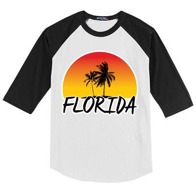 Florida Sunset Palm trees  Kids Colorblock Raglan Jersey