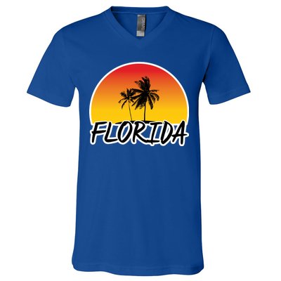 Florida Sunset Palm trees  V-Neck T-Shirt