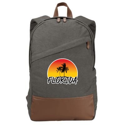 Florida Sunset Palm trees  Cotton Canvas Backpack