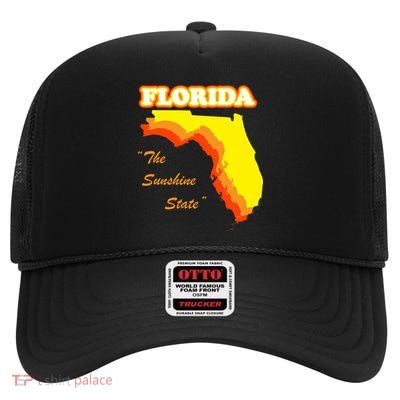 Florida The Sunshine State High Crown Mesh Back Trucker Hat