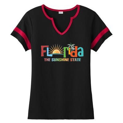 Florida The Sunshine State Colorful Ladies Halftime Notch Neck Tee