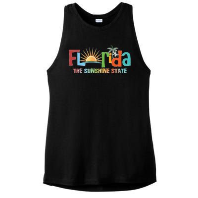 Florida The Sunshine State Colorful Ladies PosiCharge Tri-Blend Wicking Tank