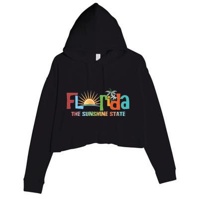 Florida The Sunshine State Colorful Crop Fleece Hoodie