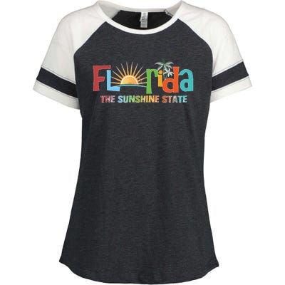 Florida The Sunshine State Colorful Enza Ladies Jersey Colorblock Tee