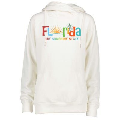 Florida The Sunshine State Colorful Womens Funnel Neck Pullover Hood