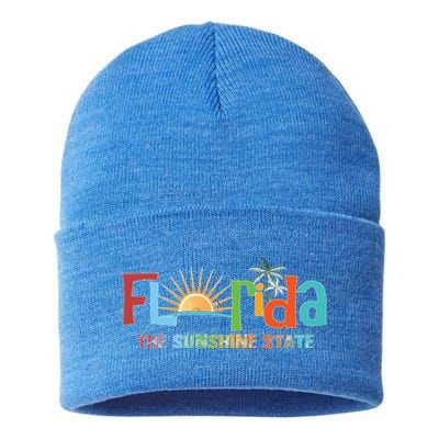 Florida The Sunshine State Colorful Sustainable Knit Beanie