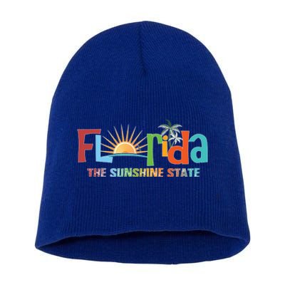 Florida The Sunshine State Colorful Short Acrylic Beanie