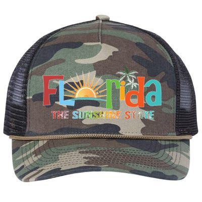 Florida The Sunshine State Colorful Retro Rope Trucker Hat Cap