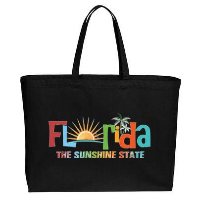 Florida The Sunshine State Colorful Cotton Canvas Jumbo Tote