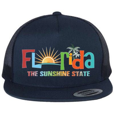 Florida The Sunshine State Colorful Flat Bill Trucker Hat