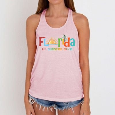 Florida The Sunshine State Colorful Women's Knotted Racerback Tank