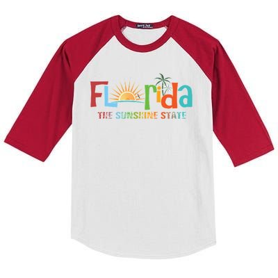 Florida The Sunshine State Colorful Kids Colorblock Raglan Jersey