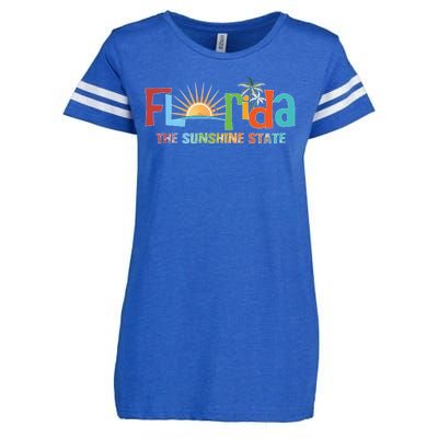 Florida The Sunshine State Colorful Enza Ladies Jersey Football T-Shirt