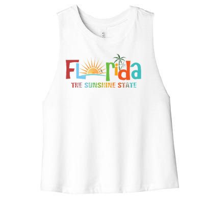 Florida The Sunshine State Colorful Women's Racerback Cropped Tank