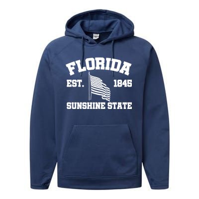 Florida The Sunshine State Est. 1845 Performance Fleece Hoodie