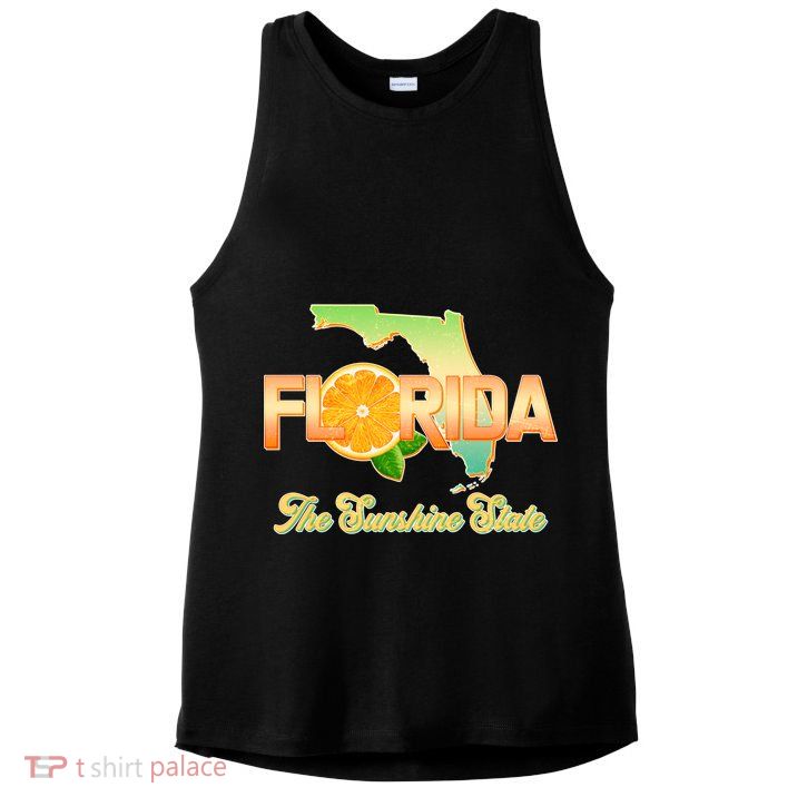 Florida The Sunshine State Orange Logo Ladies PosiCharge Tri-Blend Wicking Tank