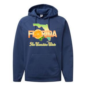 Florida The Sunshine State Orange Logo Performance Fleece Hoodie