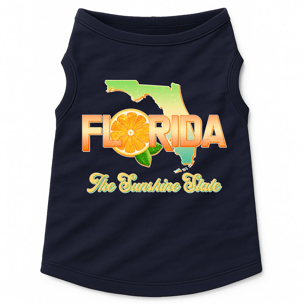 Florida The Sunshine State Orange Logo Doggie Tank