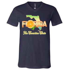 Florida The Sunshine State Orange Logo V-Neck T-Shirt