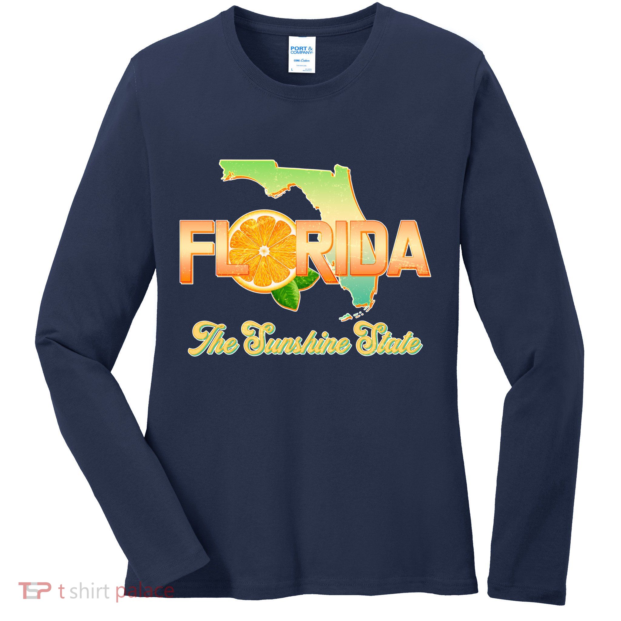 Florida The Sunshine State Orange Logo Ladies Long Sleeve Shirt