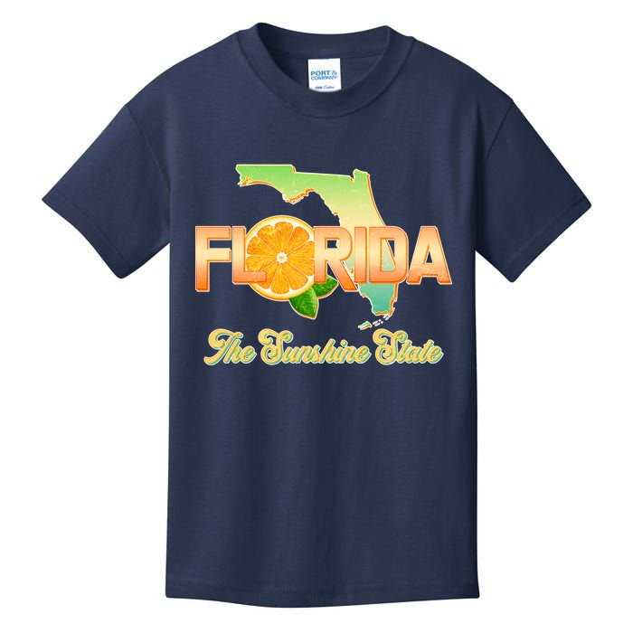 Florida The Sunshine State Orange Logo Kids T-Shirt