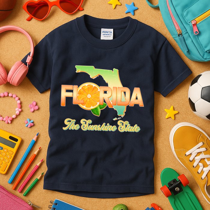 Florida The Sunshine State Orange Logo Kids T-Shirt