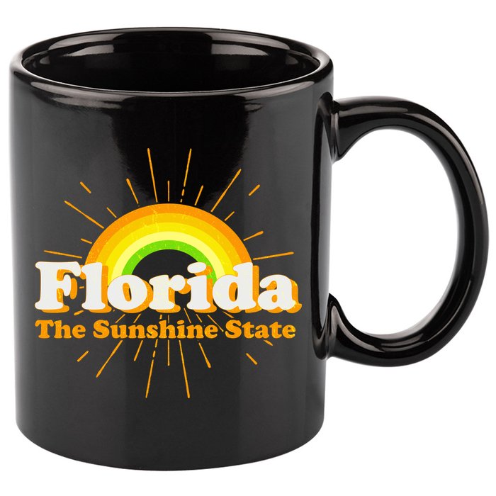 Florida The Sunshine State Rainbow 11oz C Handle Ceramic Mug