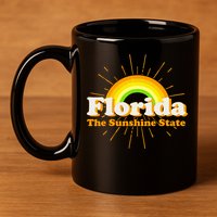 Florida The Sunshine State Rainbow 11oz C Handle Ceramic Mug