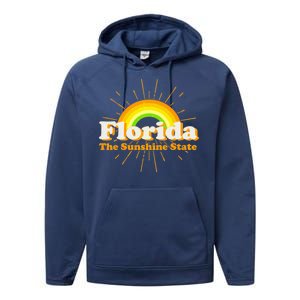 Florida The Sunshine State Rainbow Performance Fleece Hoodie