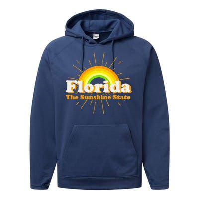 Florida The Sunshine State Rainbow Performance Fleece Hoodie