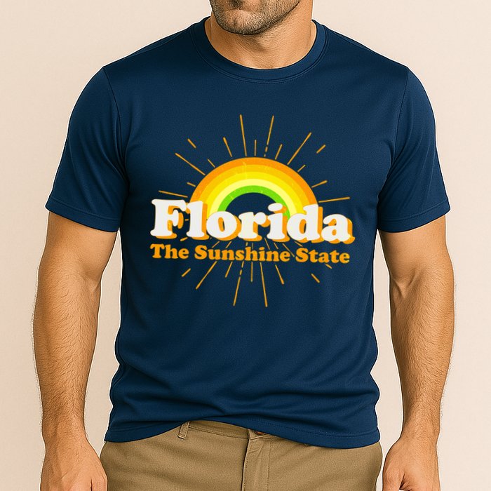 Florida The Sunshine State Rainbow Cooling Performance Crew T-Shirt