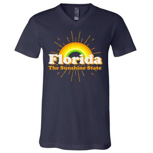 Florida The Sunshine State Rainbow V-Neck T-Shirt