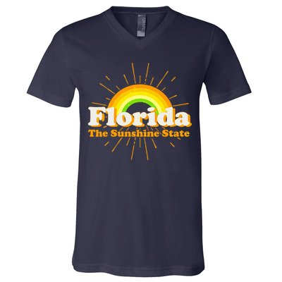 Florida The Sunshine State Rainbow V-Neck T-Shirt