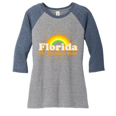 Florida The Sunshine State Rainbow Women's Tri-Blend 3/4-Sleeve Raglan Shirt