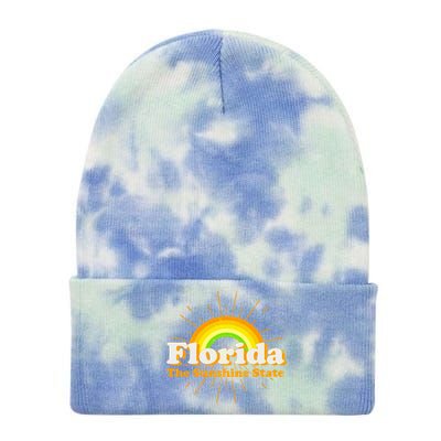 Florida The Sunshine State Rainbow Tie Dye 12in Knit Beanie