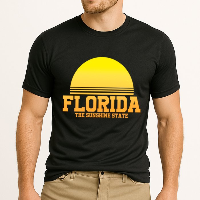 Florida The Sunshine State Retro Sun Cooling Performance Crew T-Shirt
