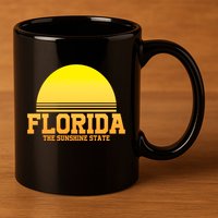Florida The Sunshine State Retro Sun 11oz C Handle Ceramic Mug