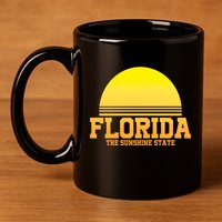 Florida The Sunshine State Retro Sun 11oz C Handle Ceramic Mug