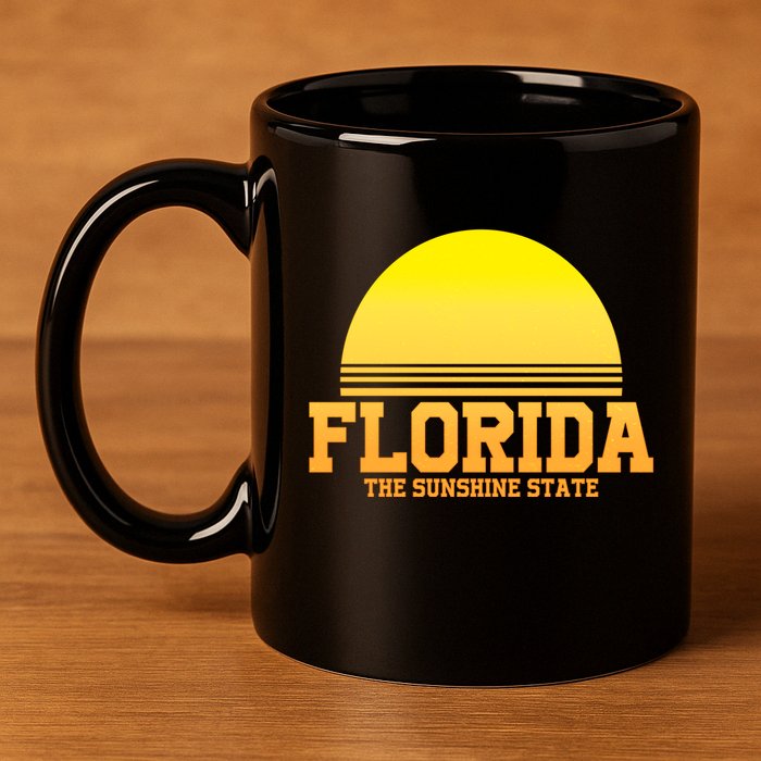 Florida The Sunshine State Retro Sun 11oz C Handle Ceramic Mug