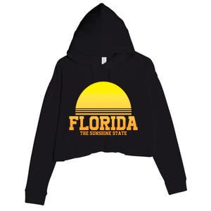 Florida The Sunshine State Retro Sun Crop Fleece Hoodie