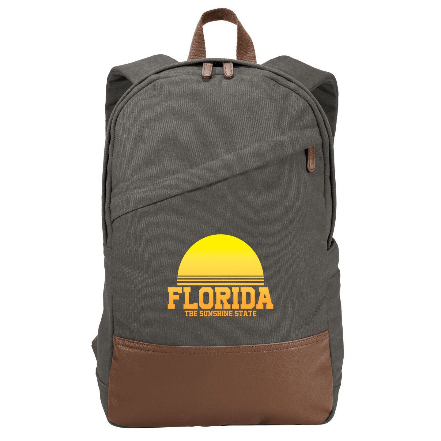 Florida The Sunshine State Retro Sun Cotton Canvas Backpack