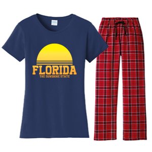 Florida The Sunshine State Retro Sun Women's Flannel Pajama Set