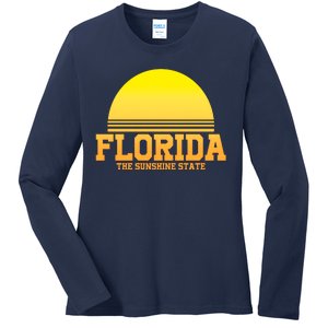 Florida The Sunshine State Retro Sun Ladies Long Sleeve Shirt