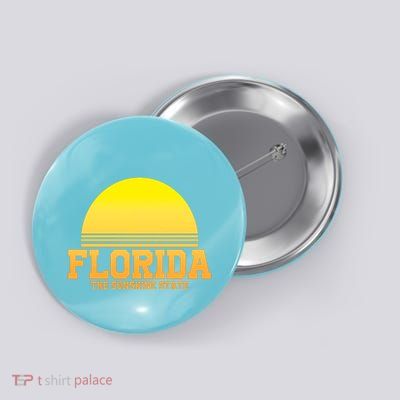 Florida The Sunshine State Retro Sun Button