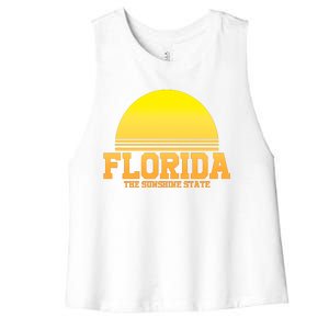 Florida The Sunshine State Retro Sun Women's Racerback Cropped Tank