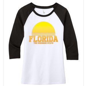 Florida The Sunshine State Retro Sun Women's Tri-Blend 3/4-Sleeve Raglan Shirt